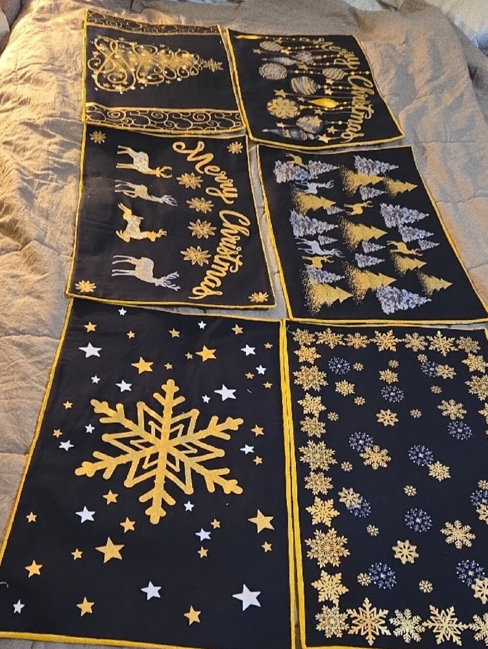 Handmade Reversible Placemats For Fall And Christmas - Set Of 6 - Picture 2 of 10